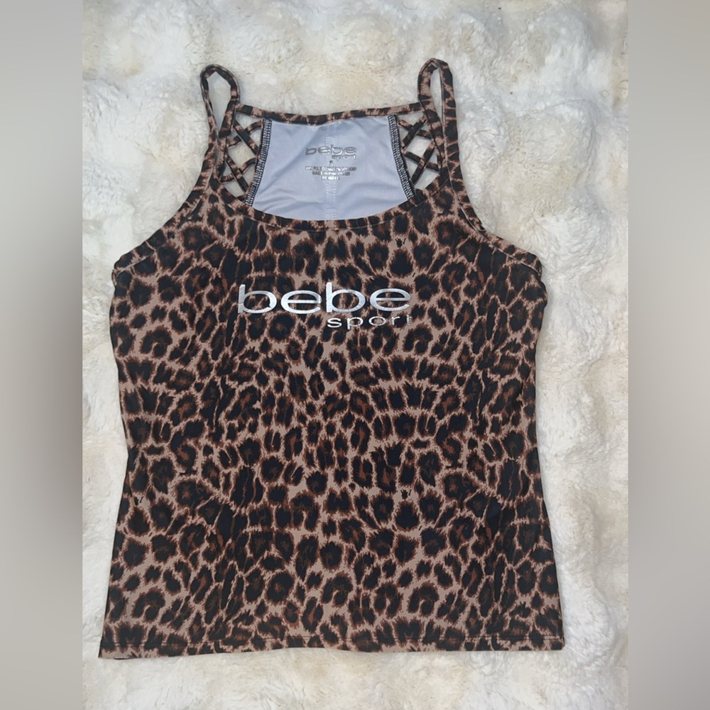 Bebe Sport Leopard Print Tank Top
